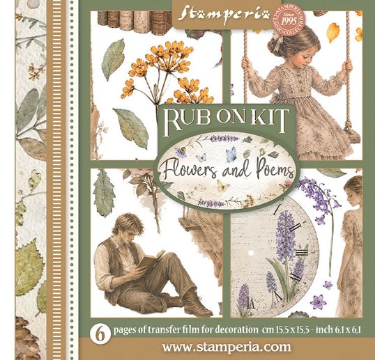 Assortimento di Rub On Stamperia "Flowers and Poems"