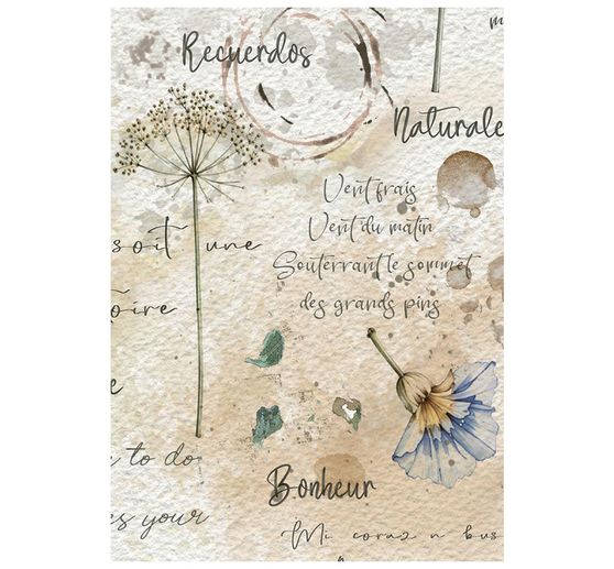 Assortimento di seta paglia con motivi Stamperia "Flowers and Poems", DIN A6, set di 8 pezzi