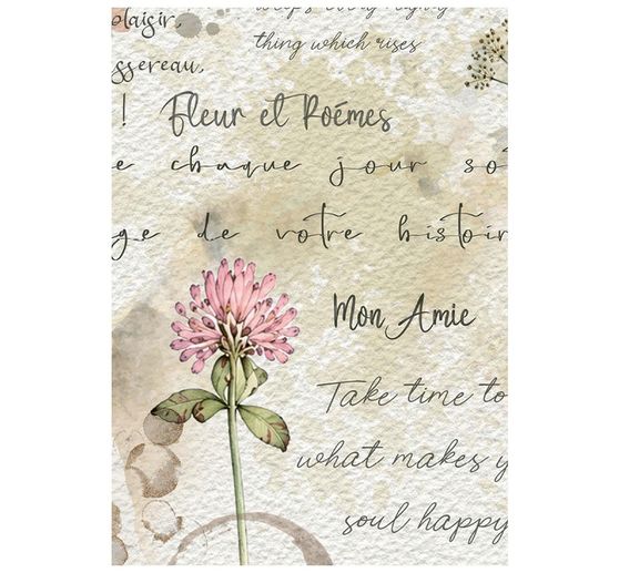 Assortimento di seta paglia con motivi Stamperia "Flowers and Poems", DIN A6, set di 8 pezzi