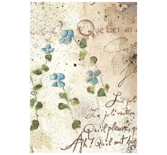 Assortimento di seta paglia con motivi Stamperia "Flowers and Poems", DIN A6, set di 8 pezzi