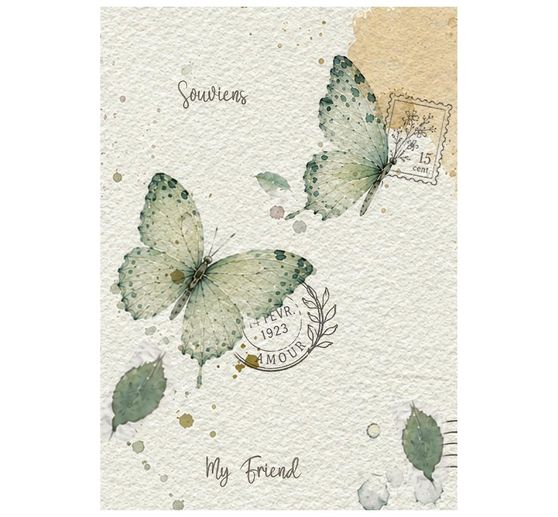 Assortimento di seta paglia con motivi Stamperia "Flowers and Poems", DIN A6, set di 8 pezzi