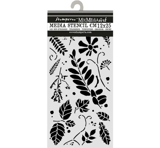 Stencil Stamperia "Flowers and Poems - Mixed Leaves", 12 x 25 cm