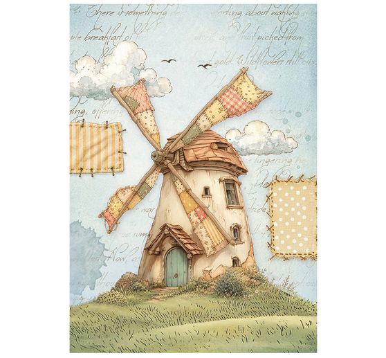 Assortimento di seta paglia con motivi Stamperia "Cozy Family", DIN A6, set di 8 pezzi
