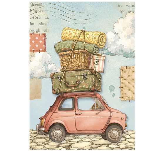Assortimento di seta paglia con motivi Stamperia "Cozy Family", DIN A6, set di 8 pezzi