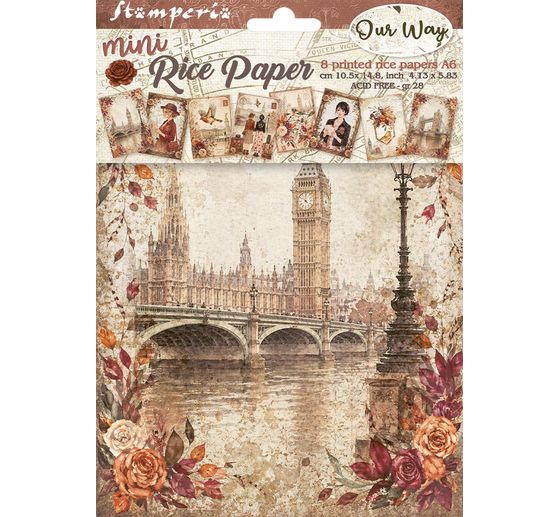 Assortimento di seta paglia con motivi Stamperia "Our Way", DIN A6, set di 8 pezzi