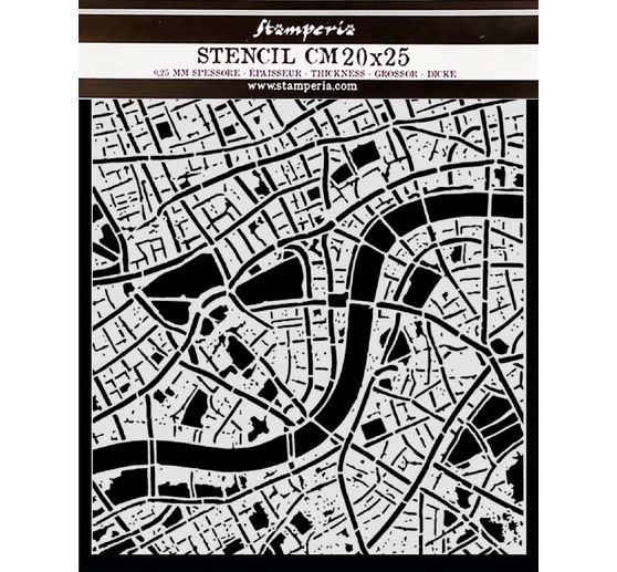 Stencil Stamperia "Our Way - Street Map", 20 x 25 cm