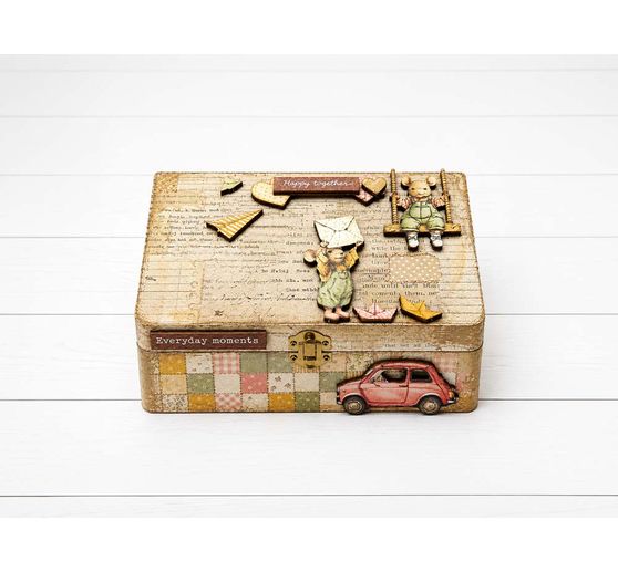 Assortimento di seta paglia con motivi Stamperia "Cozy Family", DIN A4, set di 6 pezzi