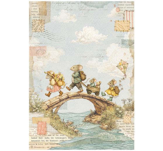Assortimento di seta paglia con motivi Stamperia "Cozy Family", DIN A4, set di 6 pezzi