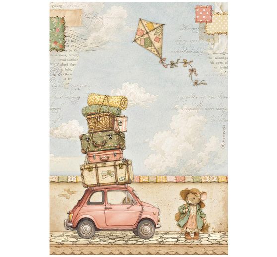 Assortimento di seta paglia con motivi Stamperia "Cozy Family", DIN A4, set di 6 pezzi