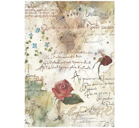 Assortimento di seta paglia con motivi Stamperia "Flowers and Poems", DIN A4, set di 6 pezzi