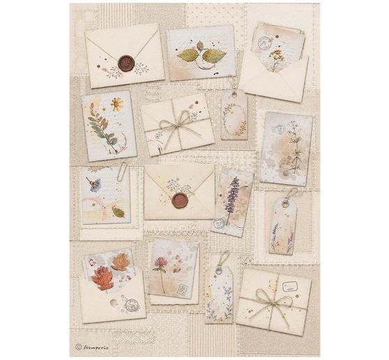 Assortimento di seta paglia con motivi Stamperia "Flowers and Poems", DIN A4, set di 6 pezzi
