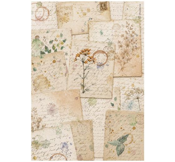 Assortimento di seta paglia con motivi Stamperia "Flowers and Poems", DIN A4, set di 6 pezzi