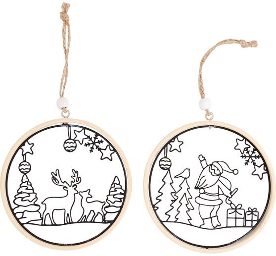 Anello decorativo con motivo in metallo VBS "Babbo Natale e renne"