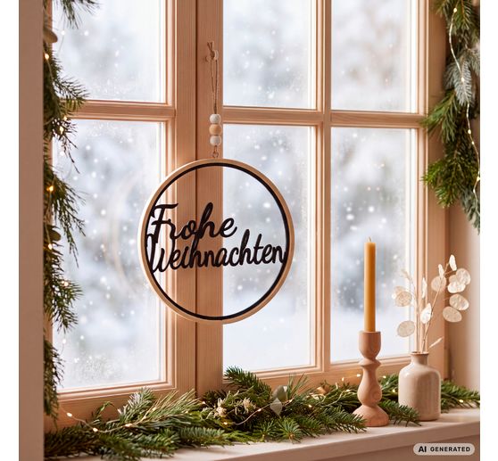 Anello in legno con scritta VBS "Frohe Weihnachten"
