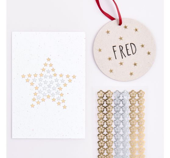 Mini adesivi in foglio stelle, Oro & Argento