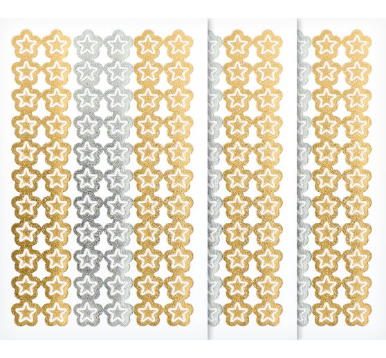 Mini adesivi in foglio stelle, Oro & Argento