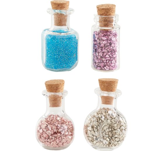 Boccette in vetro in miniatura con polvere magica