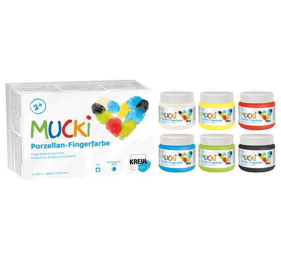 Colore a dita per porcellana MUCKI, 6 x 150 ml