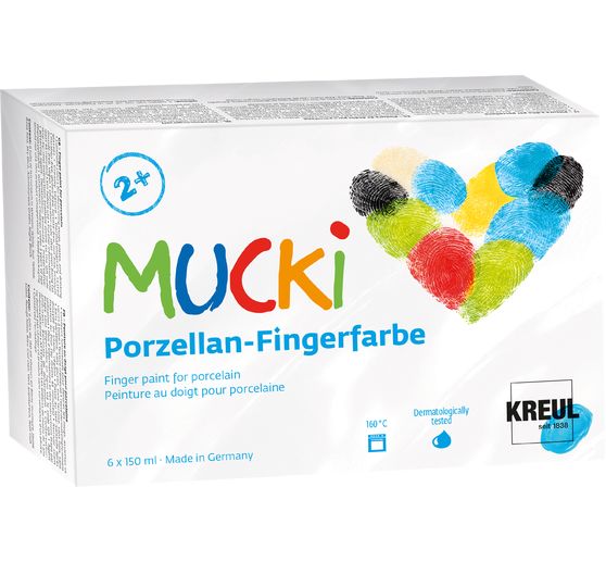 Colore a dita per porcellana MUCKI, 6 x 150 ml