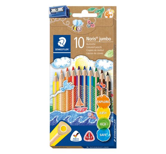 STAEDTLER Coloured pencils "Noris Jumbo", 10 colours + sharpener