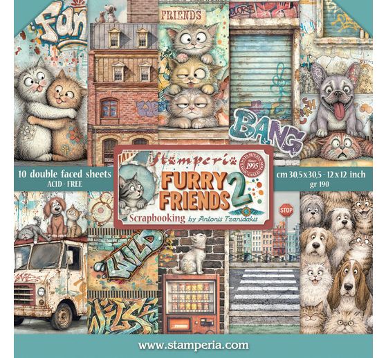 Blocco di scrapbook Stamperia "Furry Friends 2"