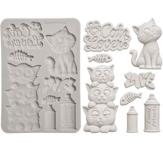 Stampo in silicone A5 Stamperia "Furry Friends 2 - Cats"