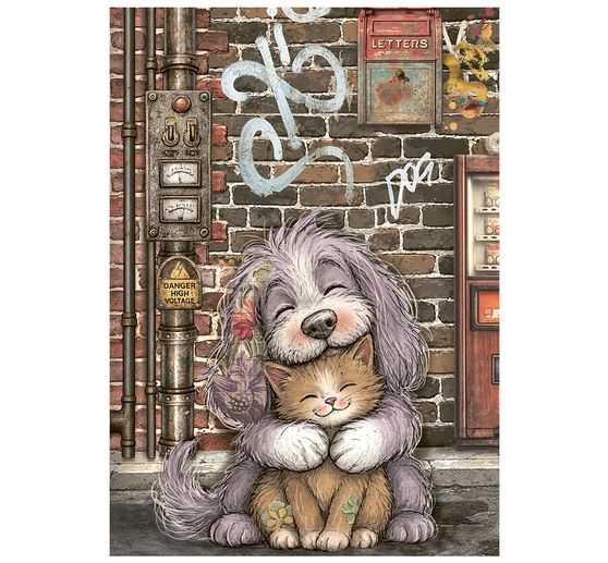 Stamperia Motif straw silk assortment "Furry Friends 2", DIN A6, set of 8