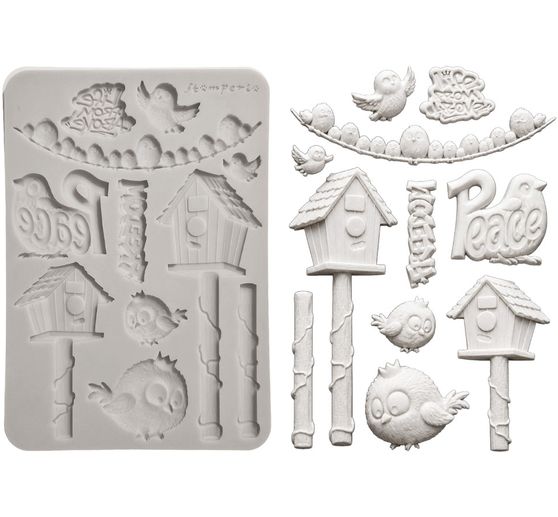 Stampo in silicone A5 Stamperia "Furry Friends 2 - Birds"