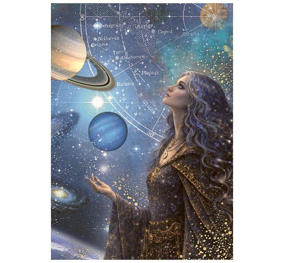 Assortimento di seta paglia con motivi Stamperia "Cosmos", DIN A6, set di 8 pezzi