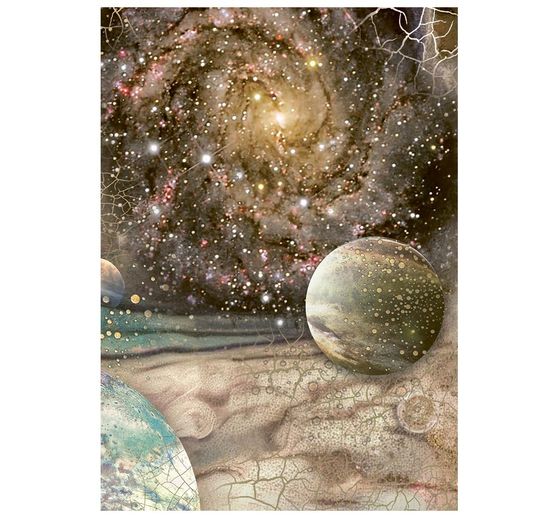 Seta di paglia con motivi backgrounds Stamperia "Cosmos", DIN A6, set di 8 pezzi