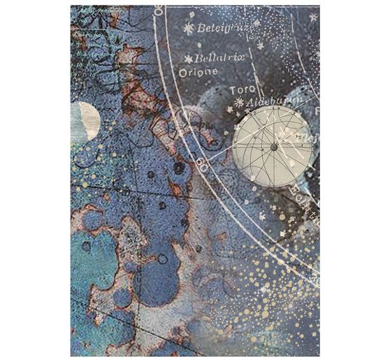 Seta di paglia con motivi backgrounds Stamperia "Cosmos", DIN A6, set di 8 pezzi