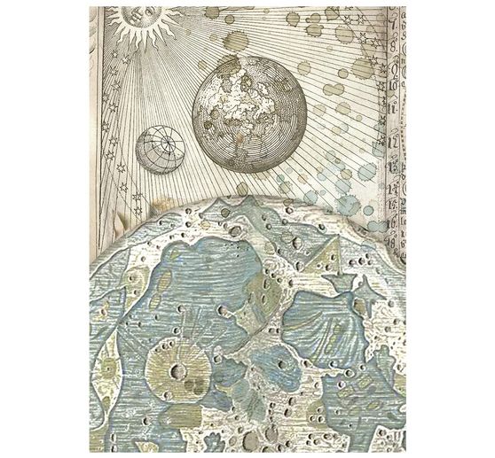 Seta di paglia con motivi backgrounds Stamperia "Cosmos", DIN A6, set di 8 pezzi