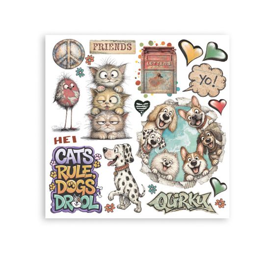 Assortimento di Rub On Stamperia "Furry Friends 2"
