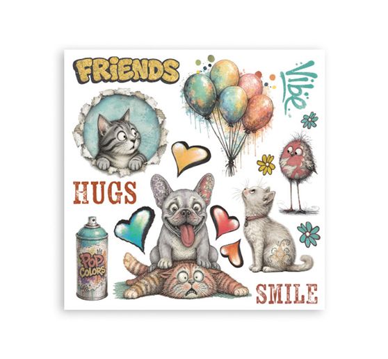 Assortimento di Rub On Stamperia "Furry Friends 2"
