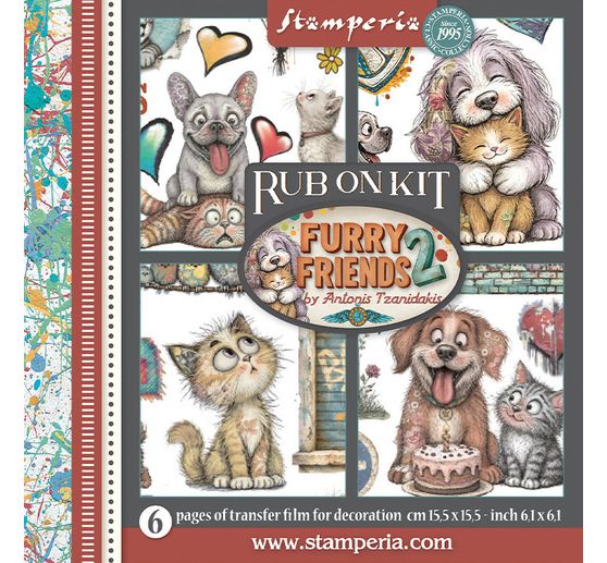 Assortimento di Rub On Stamperia "Furry Friends 2"