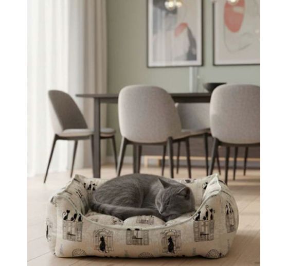 Decoration fabric linen optics "Cats at the Window"