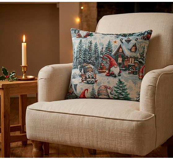 Tapestry fabric with lurex "Snowy Gnomes"