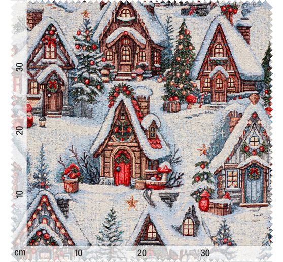 Tessuto gobelin con lurex "Snowy Village"