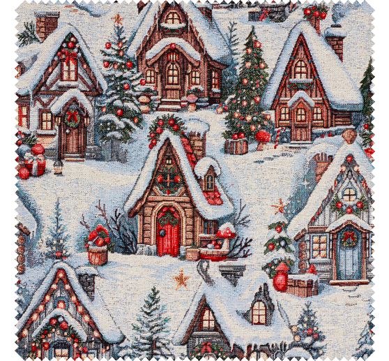 Tessuto gobelin con lurex "Snowy Village"