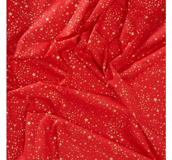 Tessuto in popeline di cotone hot foil "Piccole stelle &ndash; Rosso"
