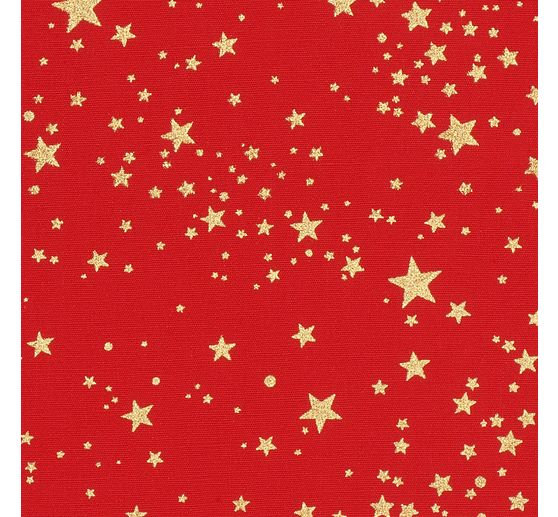 Tessuto in popeline di cotone hot foil "Piccole stelle &ndash; Rosso"