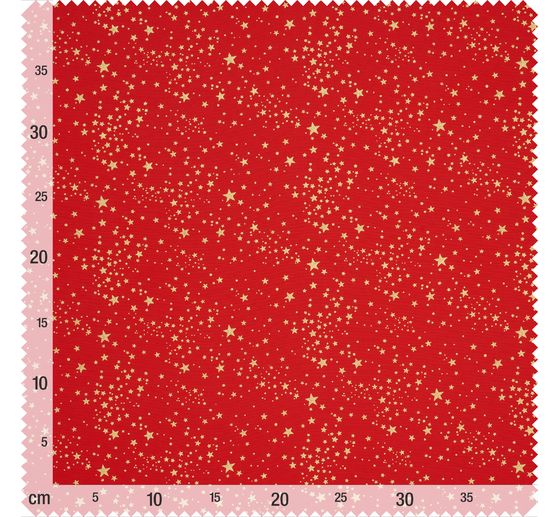 Tessuto in popeline di cotone hot foil "Piccole stelle &ndash; Rosso"