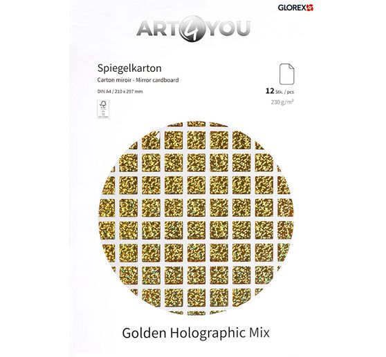 Mirror card "Golden Holographic Mix", A4, 12 sheets