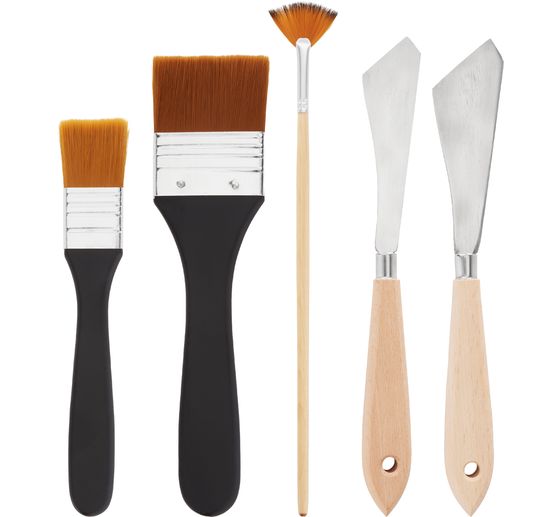 Set di spatole da pittura e pennelli VBS, 5 pezzi