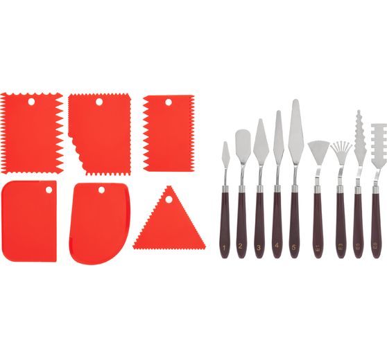 Set coltelli da pittura e spatole dentate VBS, 15 pezzi