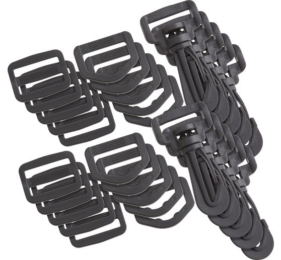 VBS Bag accessories set "Carabiner, D-Ring and Ladder Buckle", 30 pcs.