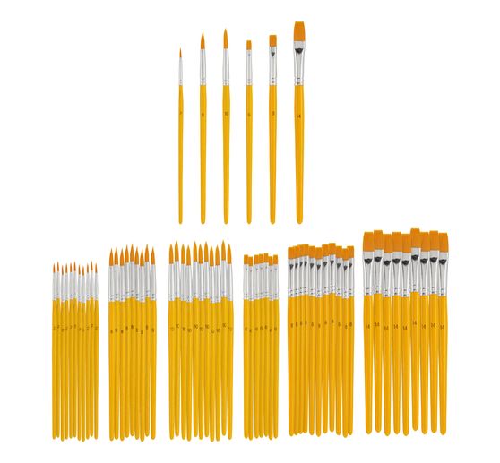 VBS Brush synthetic hair "Assorted", 64 pieces