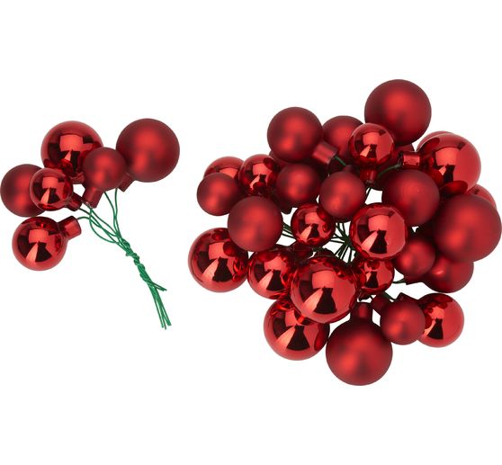 Christmas balls made of glass on wire, 36 pieces, Ø 20 / 25 / 30 mm