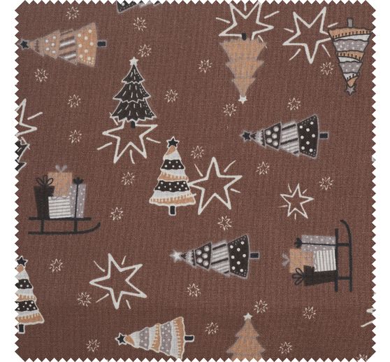 Cotton fabric "Firs, stars and gifts"