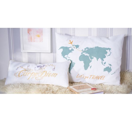 Stencil "World map lets go travel", A3